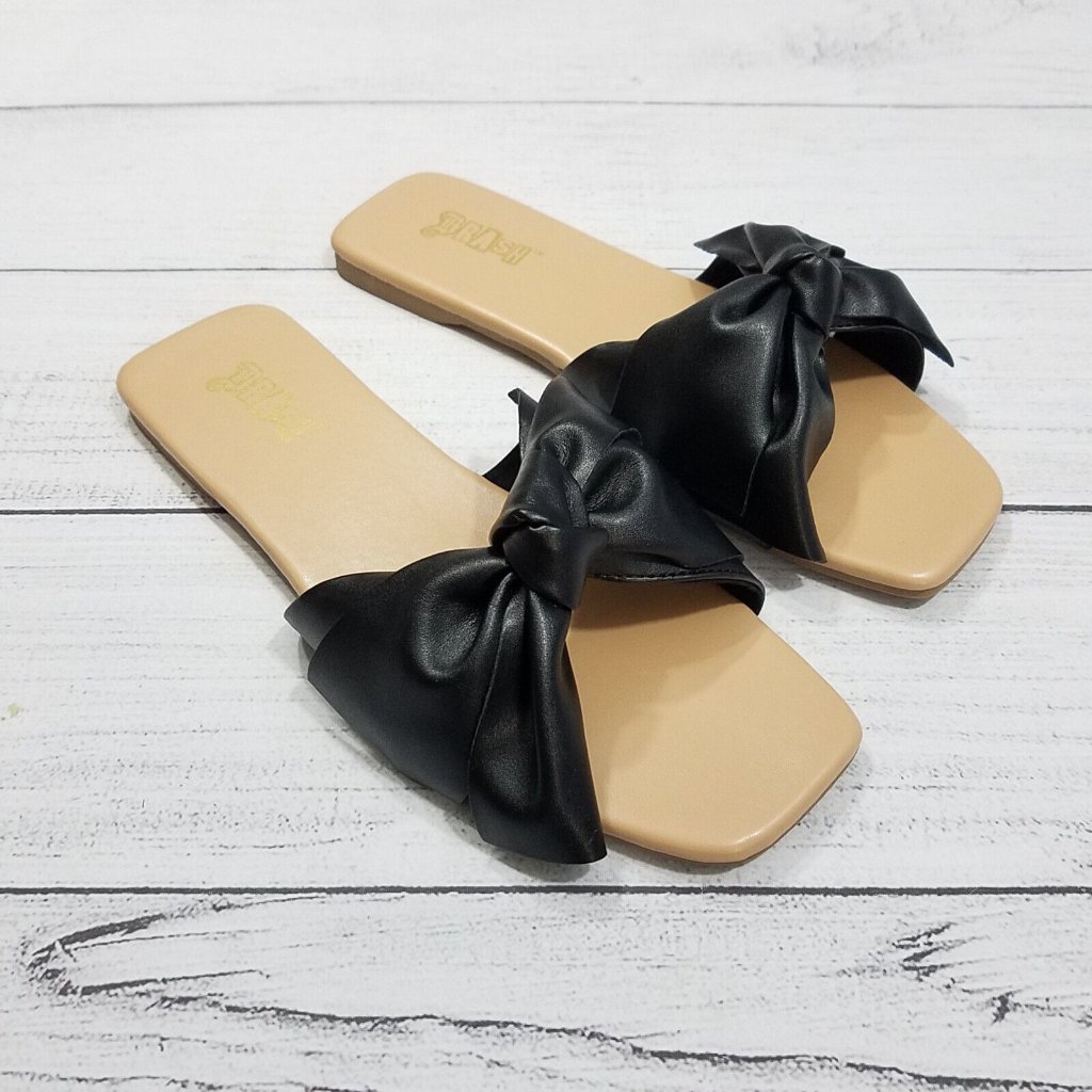 Brash Rudolph Bow Slide Flat Sandals Womens Size 7
